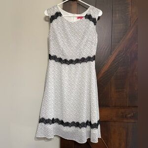 Betsey Johnson Black and White Lace Midi Dress